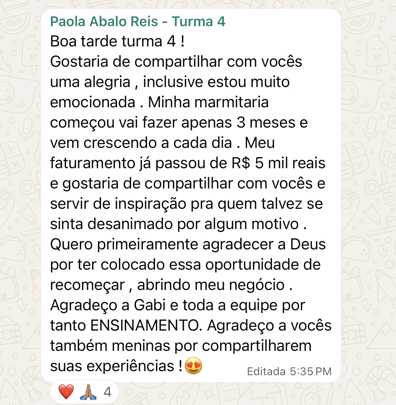 Depoimento real de aluna da Chef Gabi Paludo 4