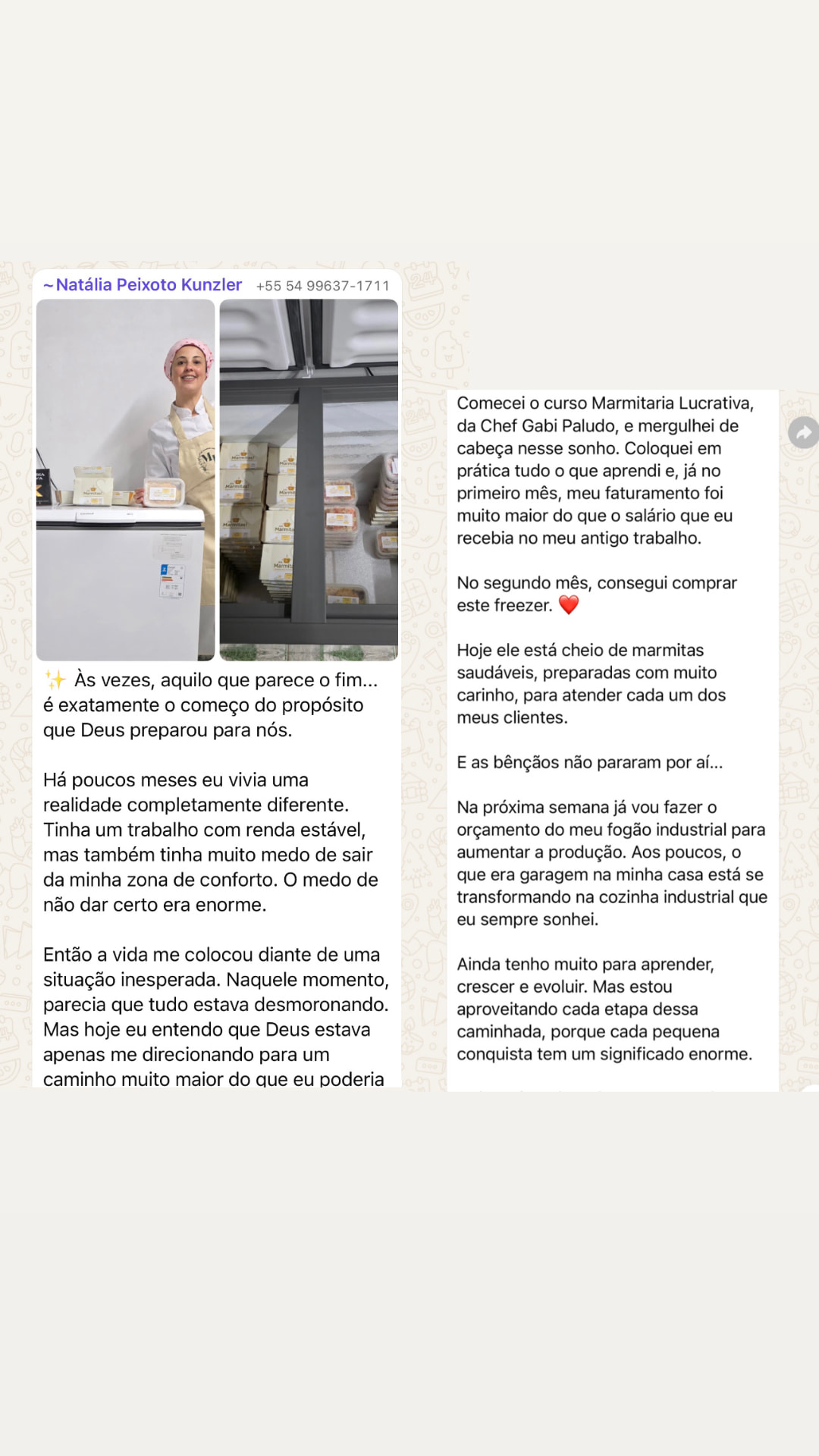 Depoimento real de aluna da Chef Gabi Paludo 1